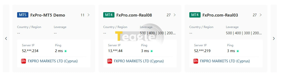 پینگ سرورهای بروکر اف ایکس پرو FXPro