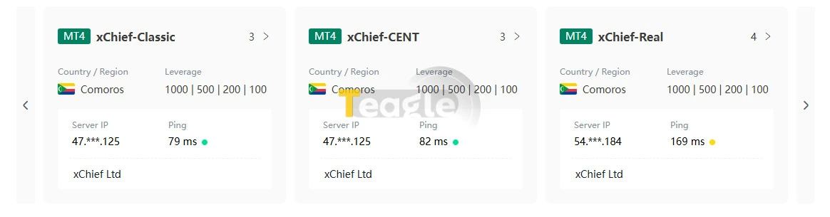 پینگ سرورهای بروکر ایکس چف
