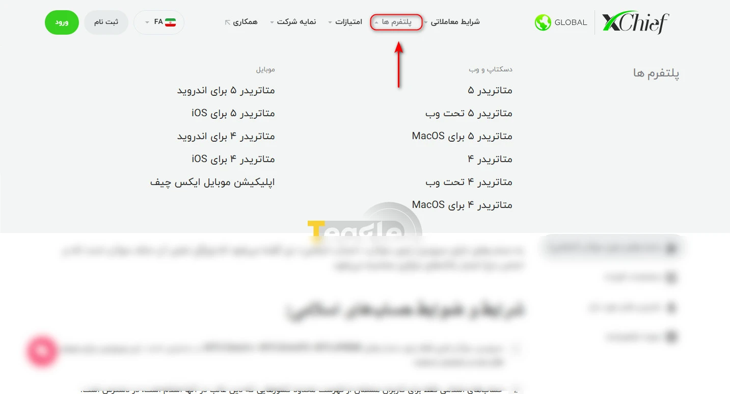 دانود پلتفرم های معاملاتی در بروکر ایکس چف